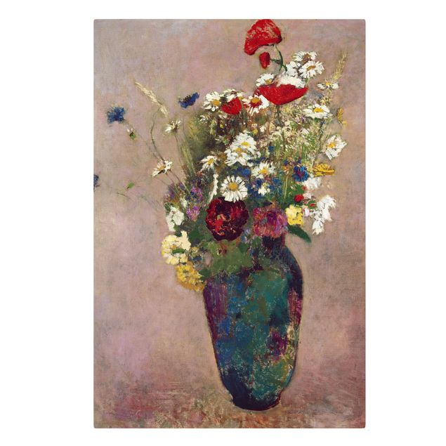 Quadri moderni per soggiorno Odilon Redon - Vaso di fiori con papaveri