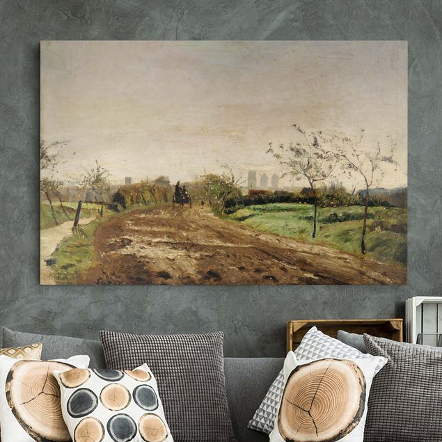 Stampe su tela paesaggio Otto Modersohn - Paesaggio mattutino con carrozza vicino a Münster