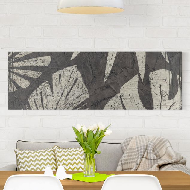 Riproduzione quadri su tela Sfondo grigio scuro con foglie di palma
