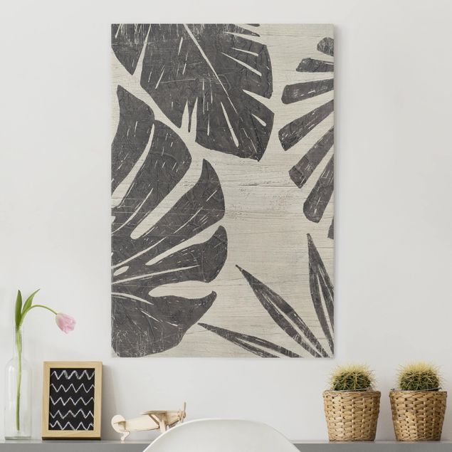 Riproduzioni su tela Foglie di palma grigio chiaro