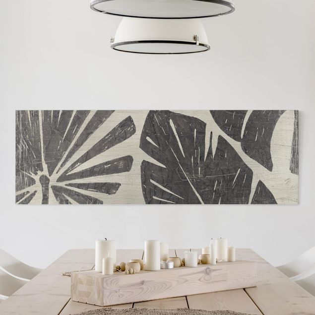 Riproduzione quadri su tela Foglie di palma grigio chiaro