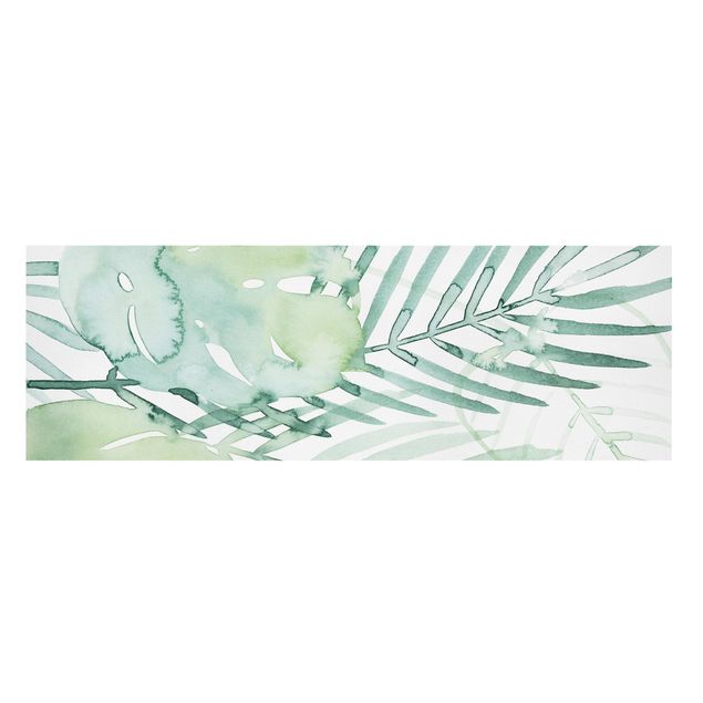 Stampa su tela - Palm Fronde in acquerello I - Panoramico