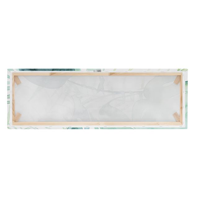 Stampa su tela - fronde di palma in acquerello II - Panoramico