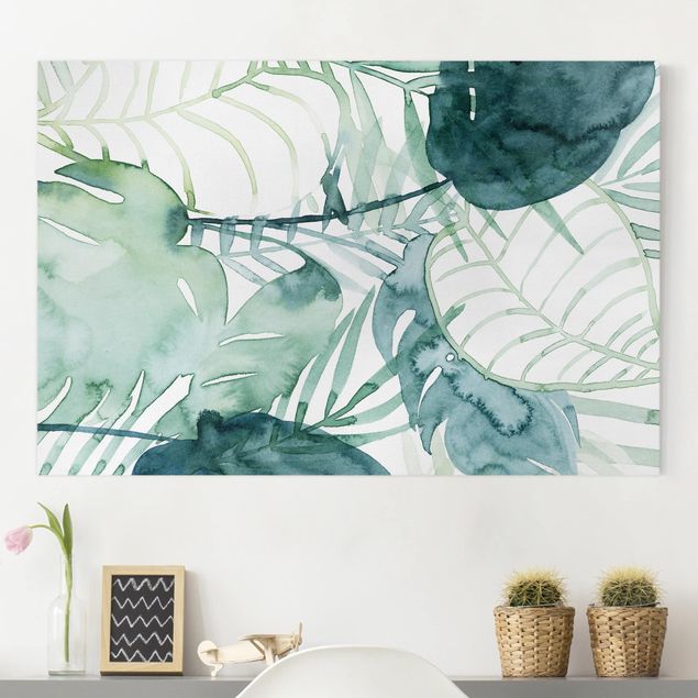 Riproduzioni su tela quadri famosi Fronde di palma colorate ad acqua II