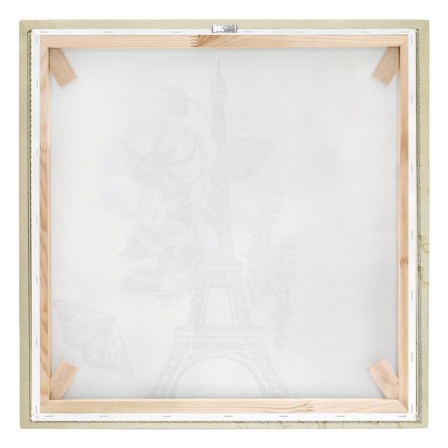 Stampa su tela - Paris Collage Eiffel Tower - Quadrato 1:1