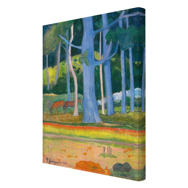 Stampa su tela Paul Gauguin - Paesaggio con Pantaloncini blu - Verticale 2:3