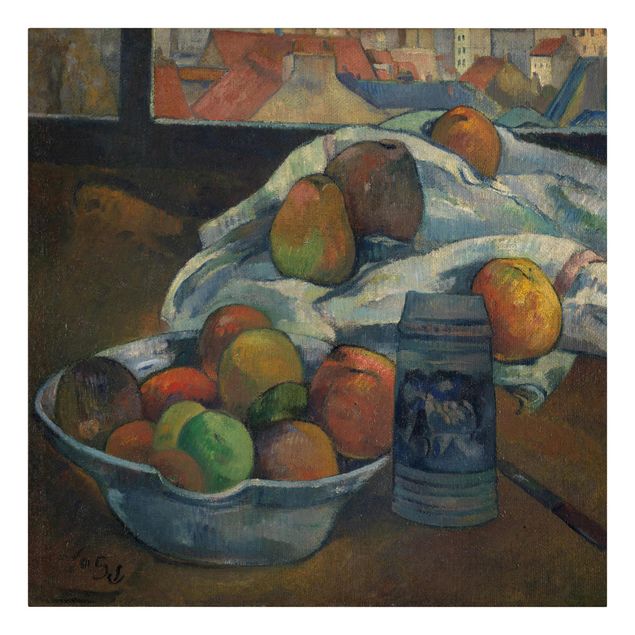 Stampa su tela - Paul Gauguin - Fruit Bowl and Pitcher in front of a Window - Quadrato 1:1