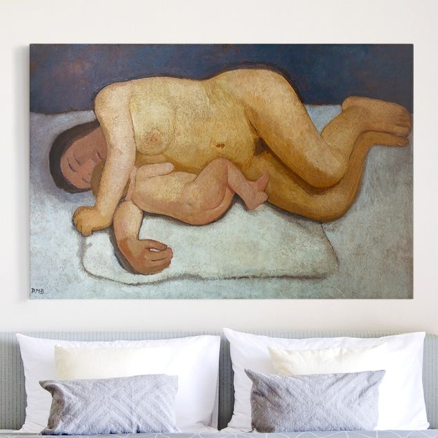 Riproduzioni su tela quadri famosi Paula Modersohn-Becker - Madre e figlio reclinati