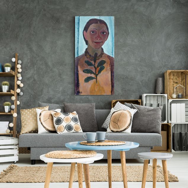 Quadri moderni per soggiorno Paula Modersohn-Becker - Autoritratto con ramoscello di camelia