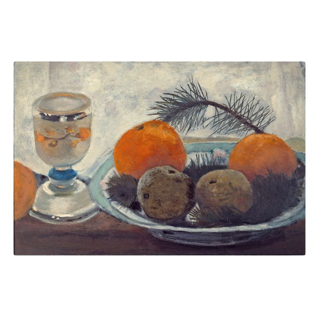 Stampa su tela - Paula Modersohn-Becker - Still Life with frosted Glass Mug, Apples and Pine Branch - Orizzontale 3:2