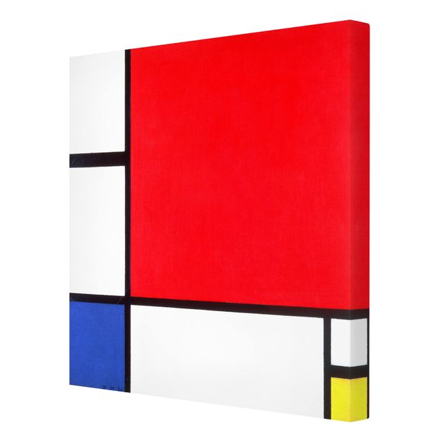 Stampa su tela Piet Mondrian - Composizione con rosso, blu e giallo
