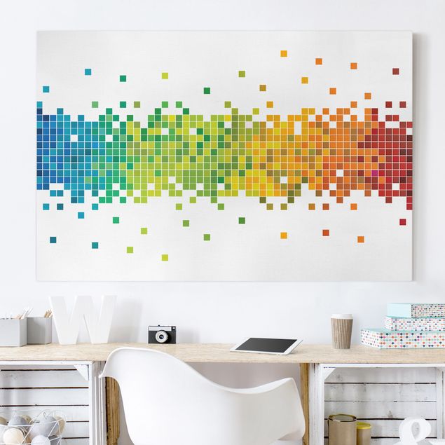 quadro astratto moderno Pixel arcobaleno