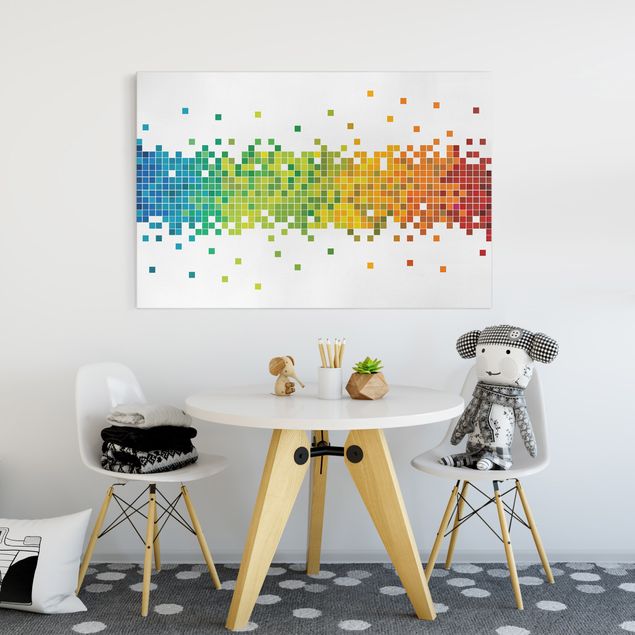 Quadri con disegni Pixel arcobaleno