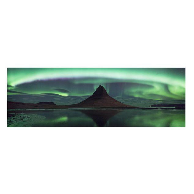 Stampa su tela - Aurora polare in Islanda - Panoramico