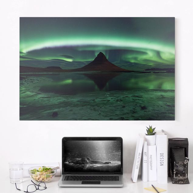 Quadri con montagne L'aurora boreale in Islanda