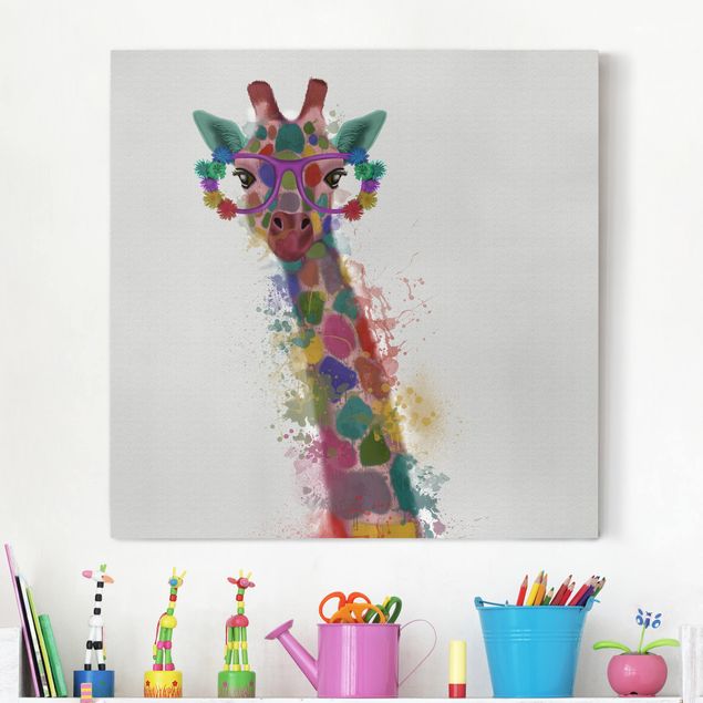 Quadri con giraffe Giraffa con schizzi arcobaleno