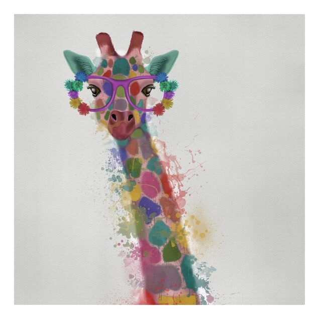 Quadri su tela Giraffa con schizzi arcobaleno