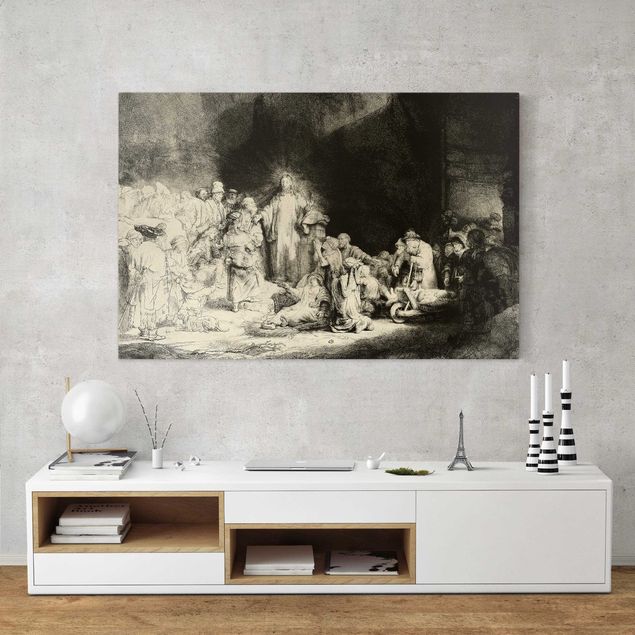 Quadri moderni per soggiorno Rembrandt van Rijn - Cristo che guarisce i malati. I cento fiorini
