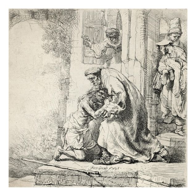Stampa su tela - Rembrandt van Rijn - The Return of the prodigal Son - Quadrato 1:1
