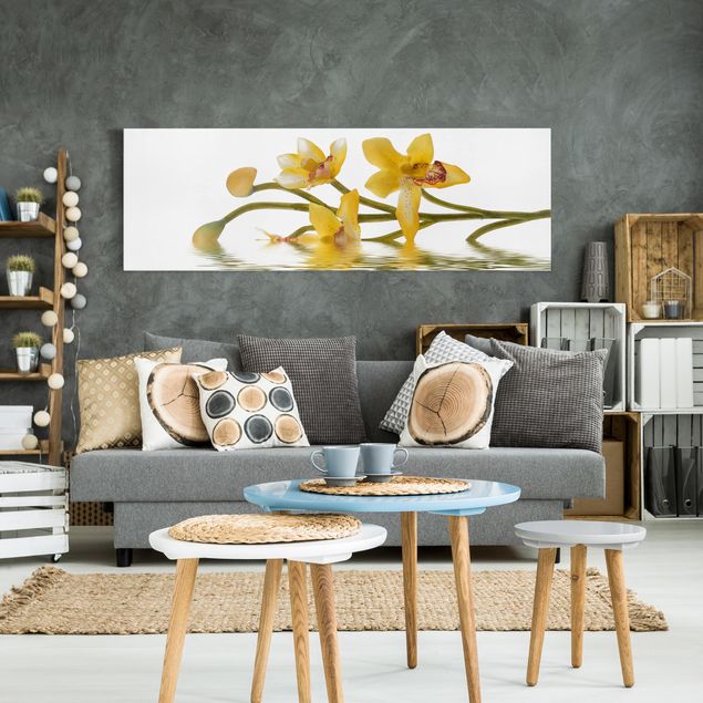Quadri moderni per soggiorno Acque di orchidee color zafferano