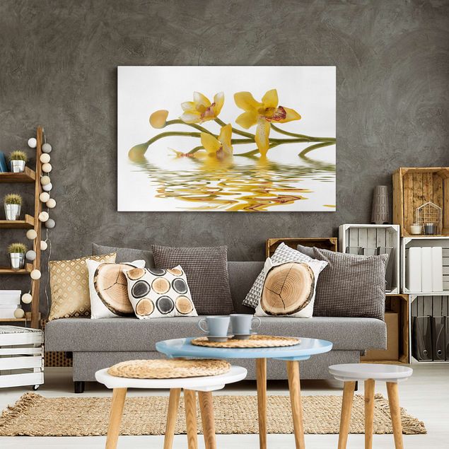 Quadri moderni per soggiorno Acque di orchidee color zafferano