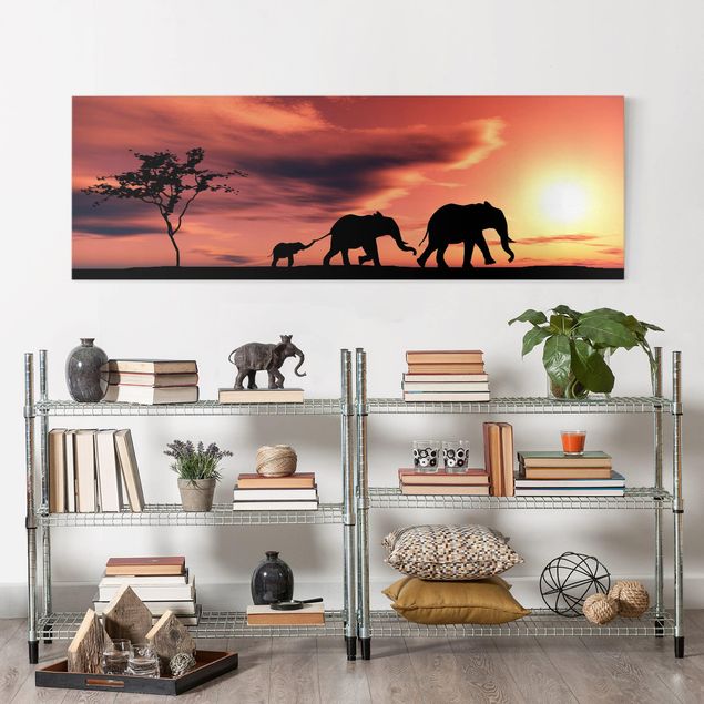 quadri con animali Famiglia di elefanti della Savana