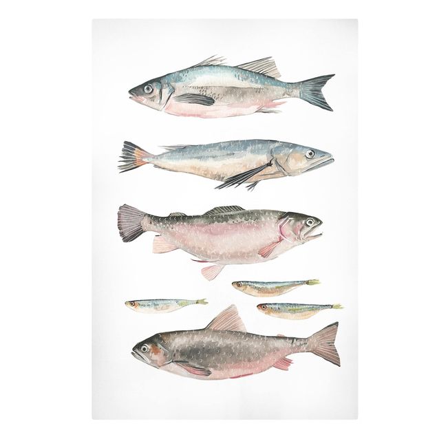 Stampe su tela Sette pesci in acquerello I