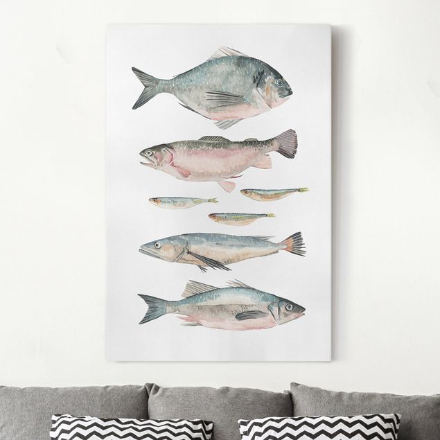 quadri con animali Sette pesci in acquerello II
