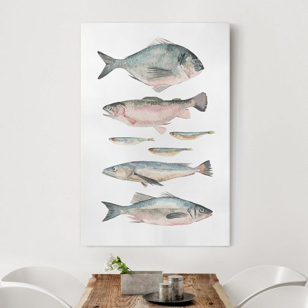 Quadri con pesci Sette pesci in acquerello II