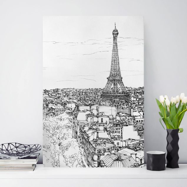 Stampa su tela bianco e nero Città studio - Parigi