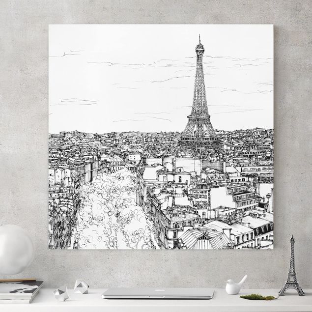 Stampe su tela bianco e nero Città studio - Parigi