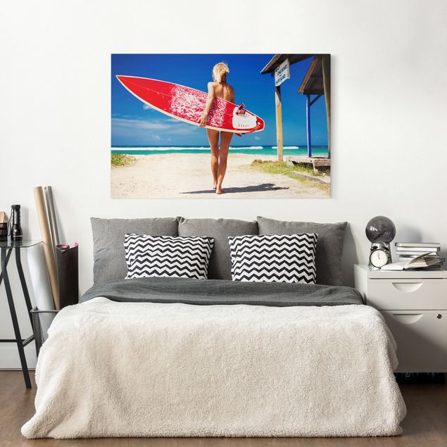 Quadri moderni per soggiorno Ragazza surfista