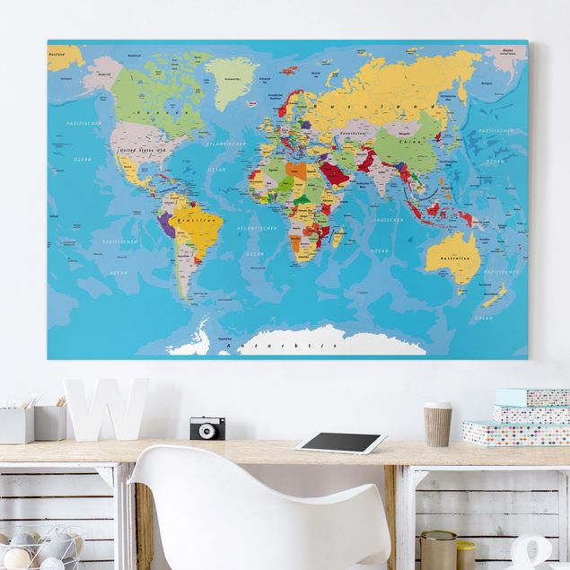Mappamondo su tela I paesi del mondo