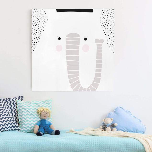 Tele bianco e nero Zoo con disegni - Elefante