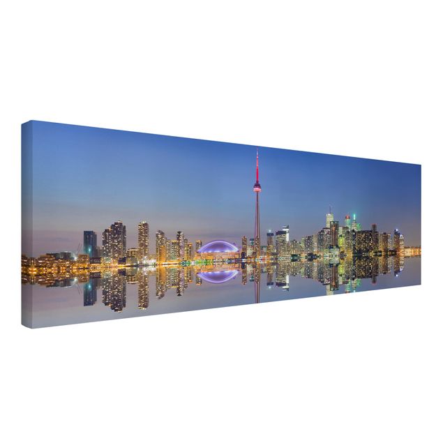 Stampa su tela - Toronto City Skyline Before Lake Ontario - Panoramico