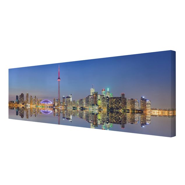 Stampa su tela - Toronto City Skyline Before Lake Ontario - Panoramico