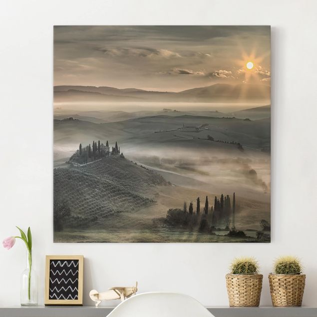 Stampe su tela paesaggio Toscana al mattino