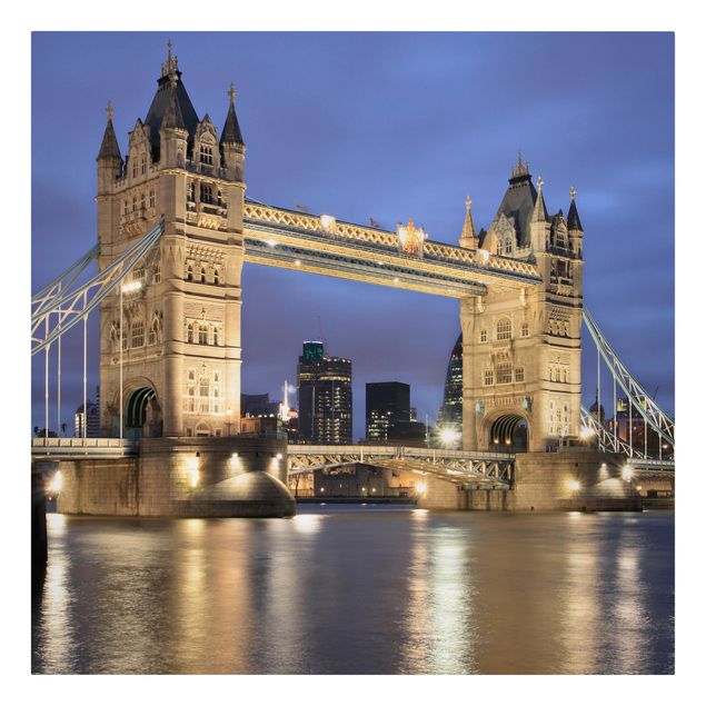 Stampa su tela - Tower Bridge At Night - Quadrato 1:1