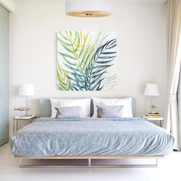 Quadri moderni per soggiorno Fogliame tropicale - Palma