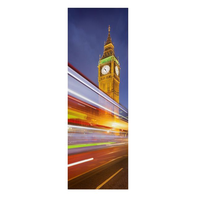 Stampa su tela Traffic in London at the Big Ben at night - Verticale 2:3