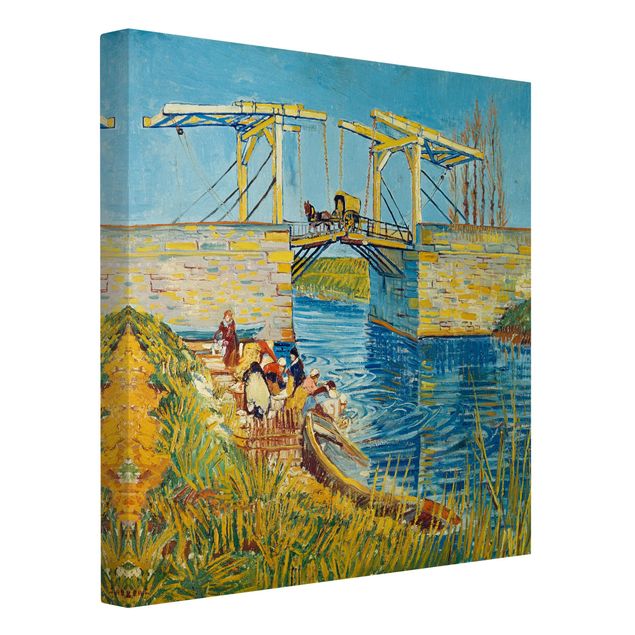Quadri moderni per soggiorno Vincent van Gogh - Il ponte levatoio di Arles con un gruppo di lavandaie