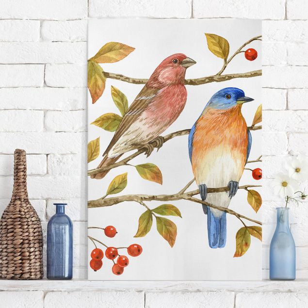 quadri con animali Uccelli e bacche - Uccello azzurro