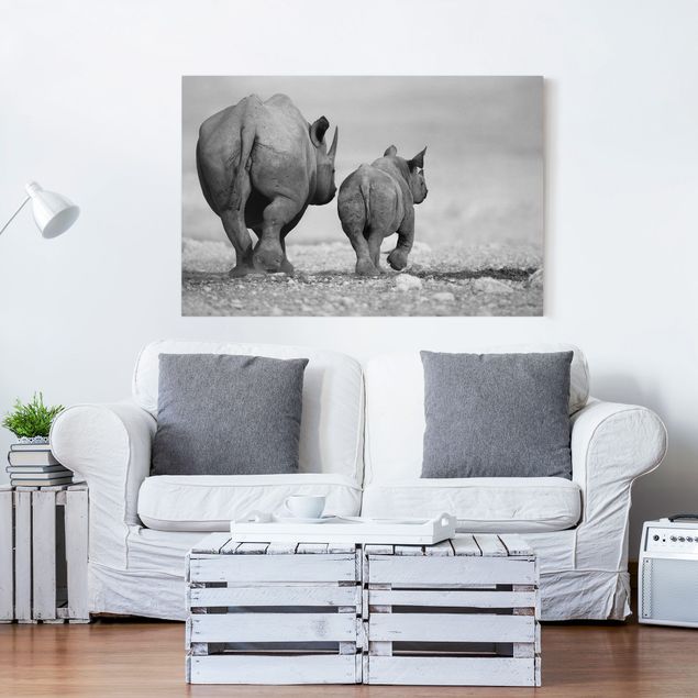 Quadri moderni per soggiorno Rinoceronti erranti II