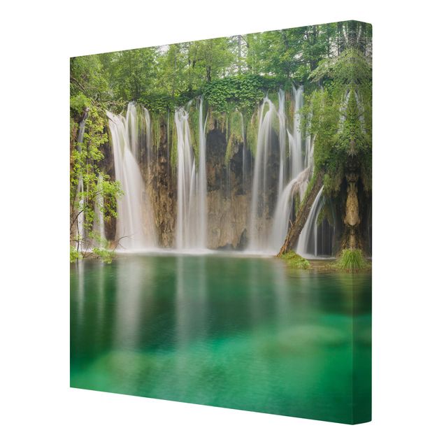 Stampa su tela - Waterfall Plitvice Lakes - Quadrato 1:1