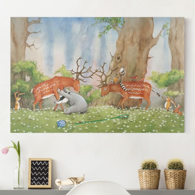 quadri con animali Procione Vasily - Vasily aiuta il cervo