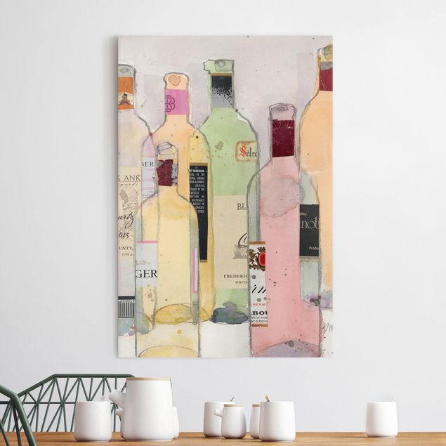 Stampe su tela Bottiglie di vino in acquerello I