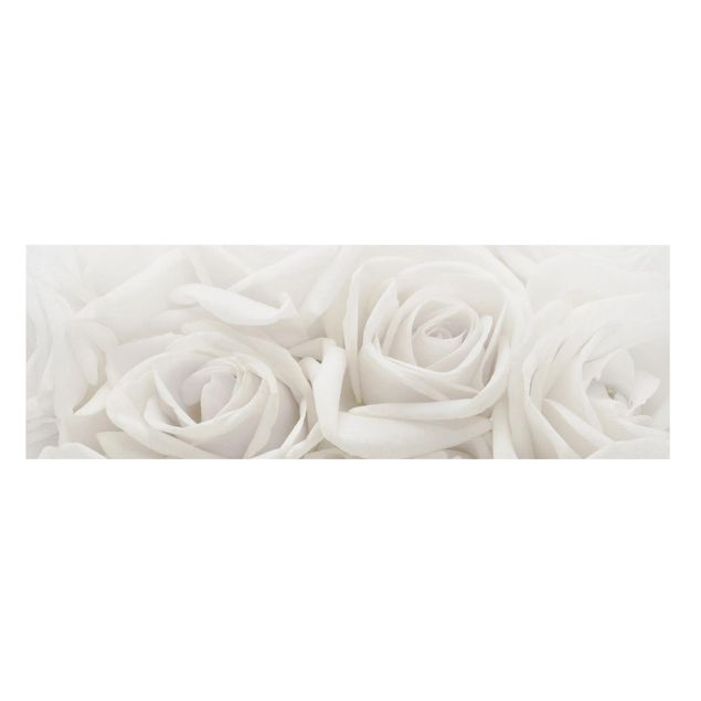 Stampa su tela - White Roses - Panoramico
