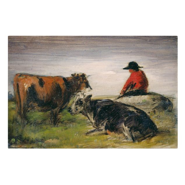 Stampe su tela Wilhelm Busch - Pastore con le mucche