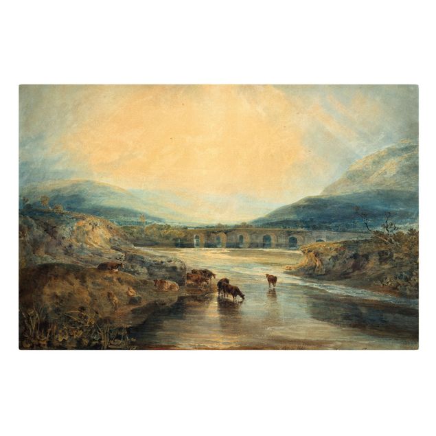 Stampa su tela - William Turner - Abergavenny Bridge, Monmouthshire: Clearing Up After A Showery Day - Orizzontale 3:2