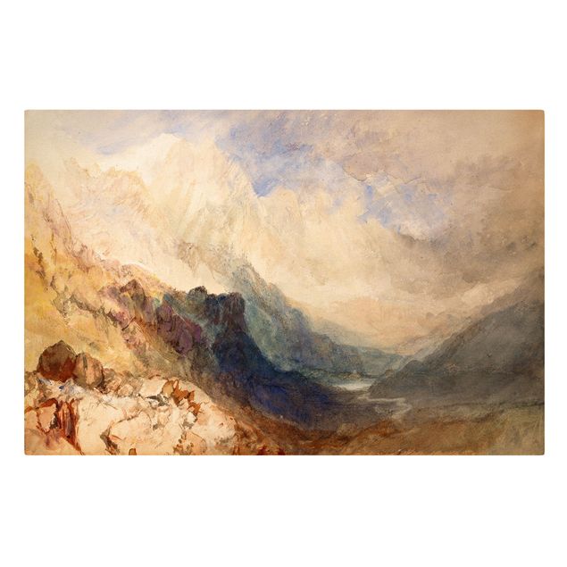 Stampa su tela William Turner - Veduta lungo una valle alpina, forse la Val d'Aosta